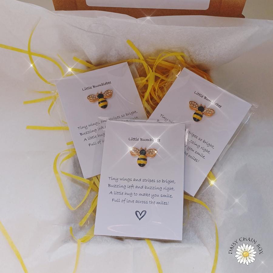 Bumblebee Sparkle Pocket Hug – Mini Keepsake Gift, Hug in the Post, Thinking of You Token, Letterbox Gift, Small Gift for Friend