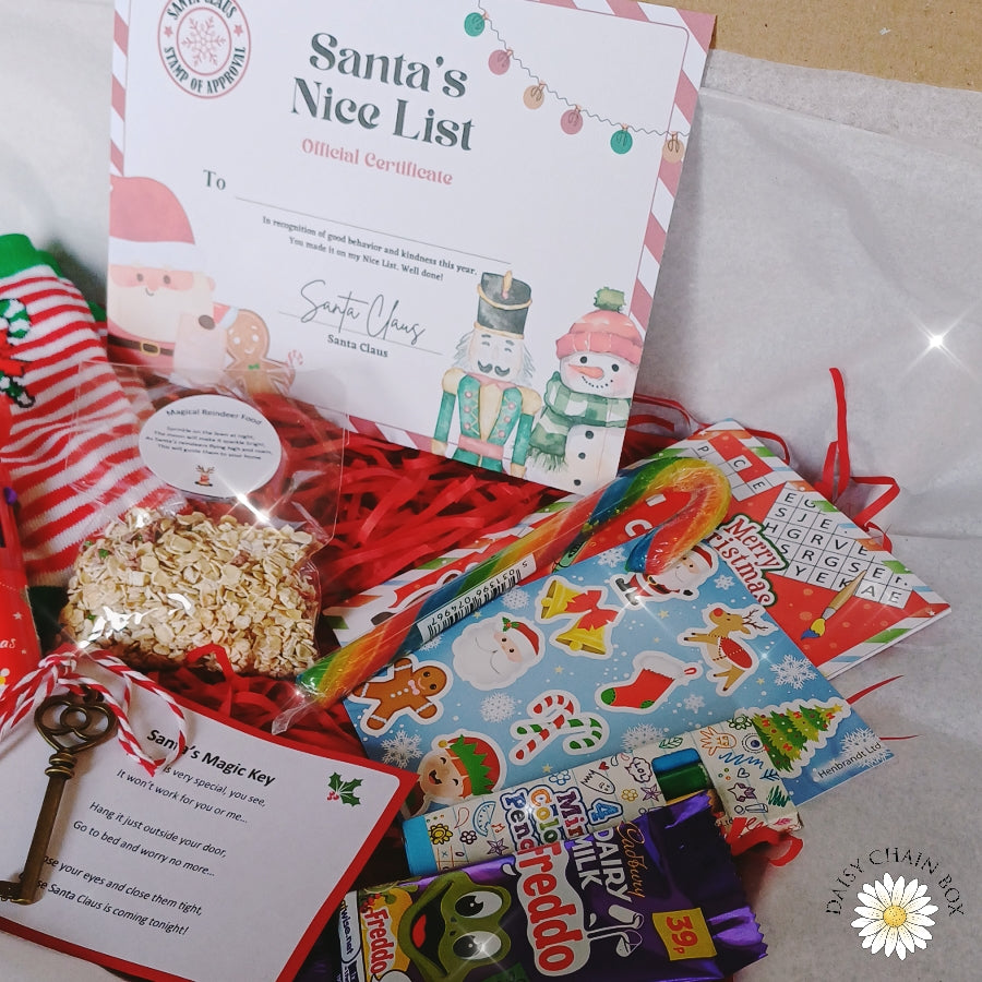 Children’s Christmas Eve Box | Personalised Kids Christmas Gift | Festive Socks, Hot Chocolate, Santa’s Key & More – Daisy Chain Box