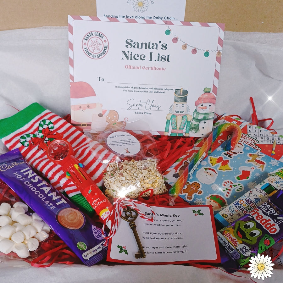 Children’s Christmas Eve Box | Personalised Kids Christmas Gift | Festive Socks, Hot Chocolate, Santa’s Key & More – Daisy Chain Box