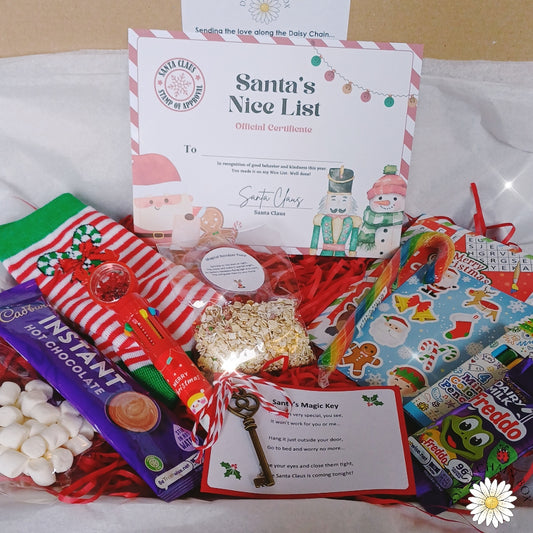 Children’s Christmas Eve Box | Personalised Kids Christmas Gift | Festive Socks, Hot Chocolate, Santa’s Key & More – Daisy Chain Box