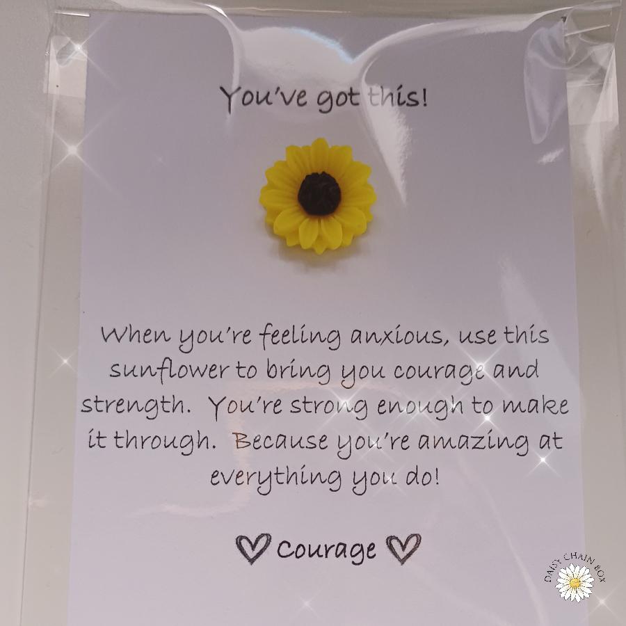Sunflower Courage - Pocket Hug Keepsake-Inspirational Gift-Strength & Positivity Token-Thinking of You-Friendship Gift-Anxiety Support Gift