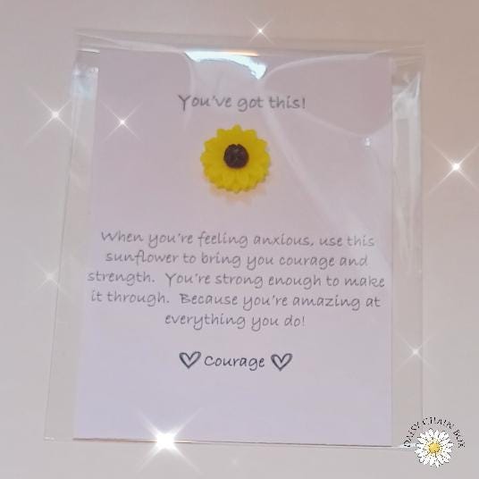 Sunflower Courage - Pocket Hug Keepsake-Inspirational Gift-Strength & Positivity Token-Thinking of You-Friendship Gift-Anxiety Support Gift