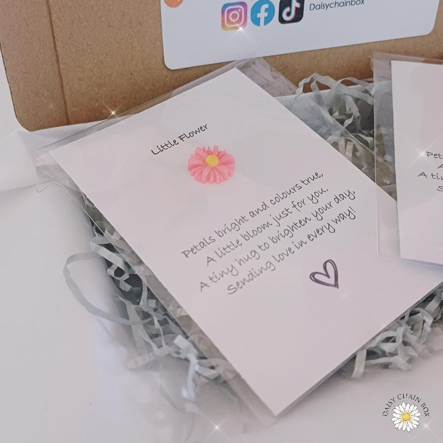 Flower Pocket Hug – Mini Keepsake Token, Thinking of You Gift, Letterbox Hug, Cheer Up Present, Hug in the Post, Small Gift for Her