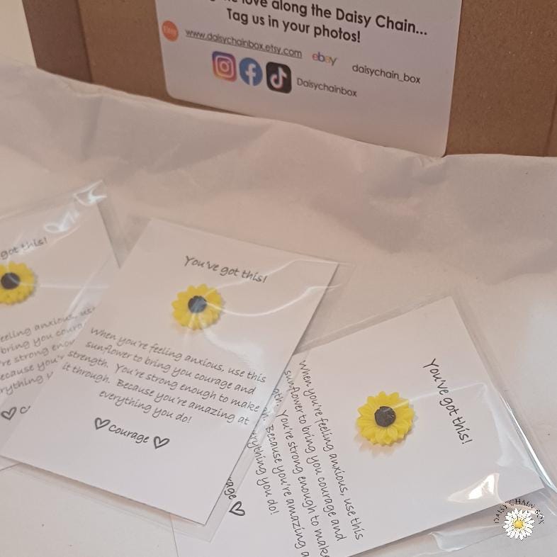Sunflower Courage - Pocket Hug Keepsake-Inspirational Gift-Strength & Positivity Token-Thinking of You-Friendship Gift-Anxiety Support Gift
