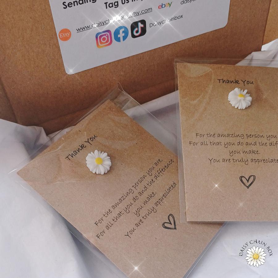 Thank You Daisy Keepsake Gift – Appreciation Token for Teacher, Carer, Friend, NHS, Volunteer – Small Thank You Gift with Message