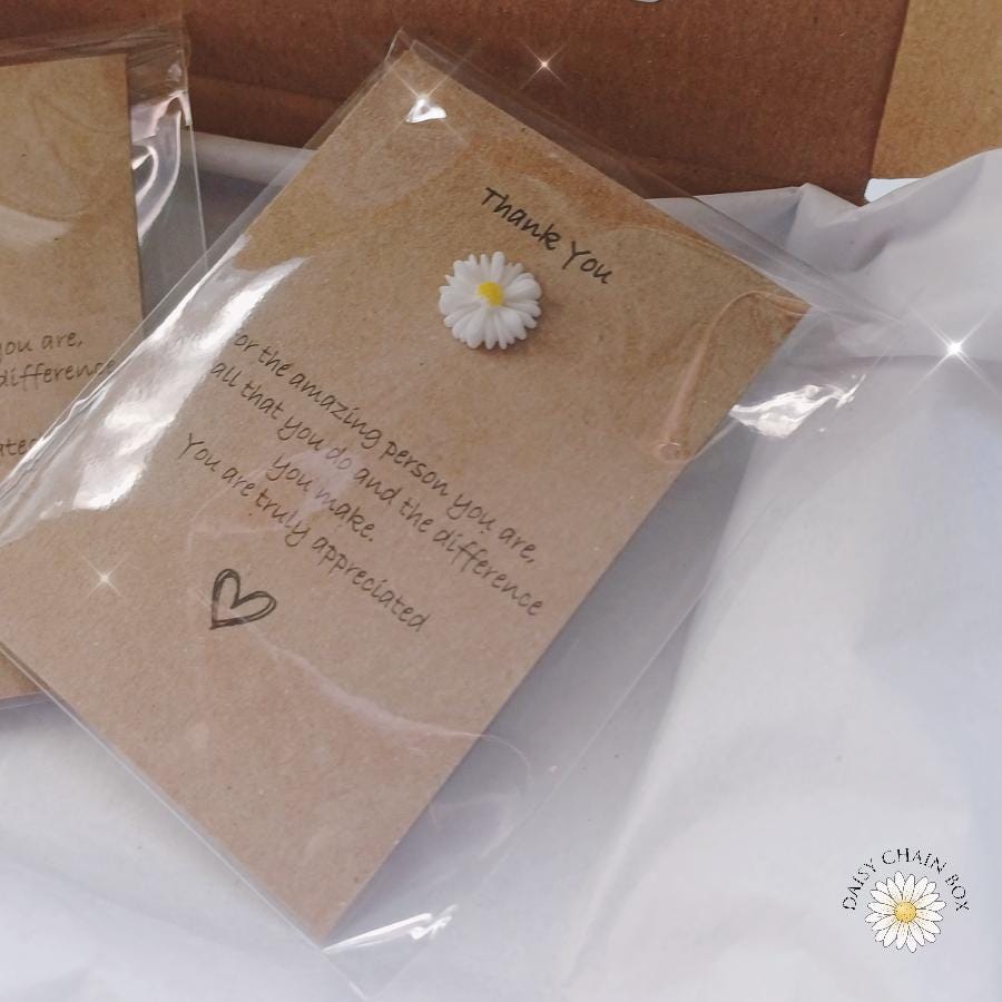 Thank You Daisy Keepsake Gift – Appreciation Token for Teacher, Carer, Friend, NHS, Volunteer – Small Thank You Gift with Message