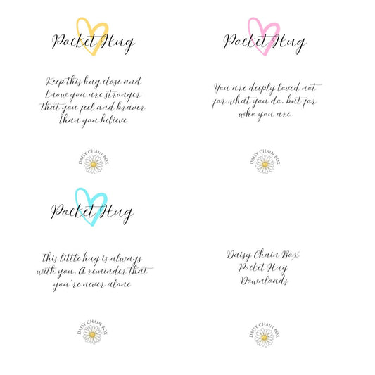Printable Pocket Hug Set of 5 (A6 each) |Digital Download PDF, Instant Love & Positivity Cards, Cute Pocket Hug Cards, Thoughtful Gift Idea