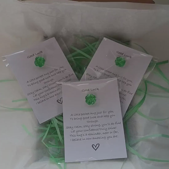 Good Luck Pocket Hug – Lucky Four Leaf Clover Token – Thinking of You Gift – Exam Gift – New Job Keepsake – Letterbox Hug